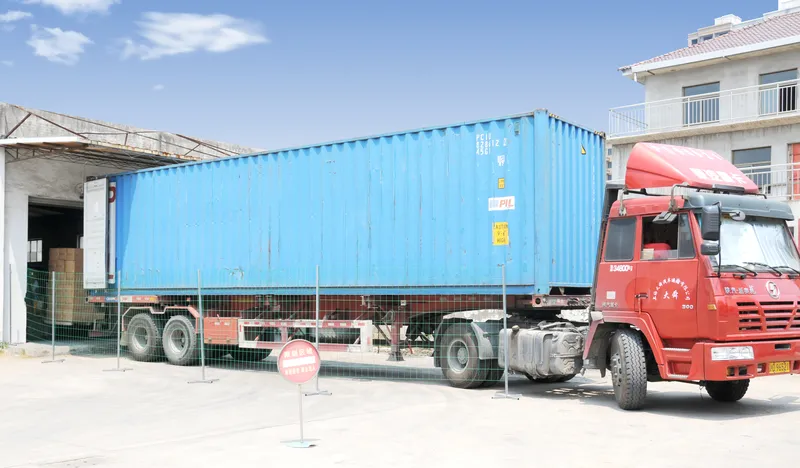 Export container vehicle at the factory loading area