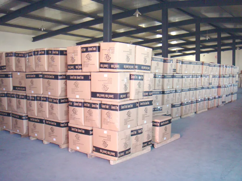 Export cartons staged in the Able warehouse
