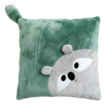Green Peekaboo Grey Animal Cushion — design reference