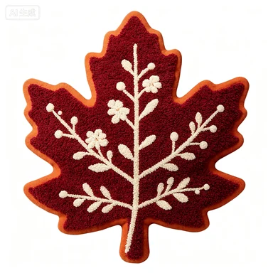Burgundy Botanical Leaf Cushion — design reference