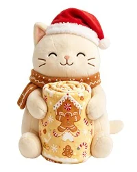 Santa Hat Cat and Patterned Roll — design reference