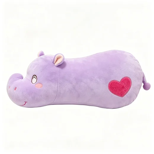 Lavender Hippo Heart Bolster — design reference