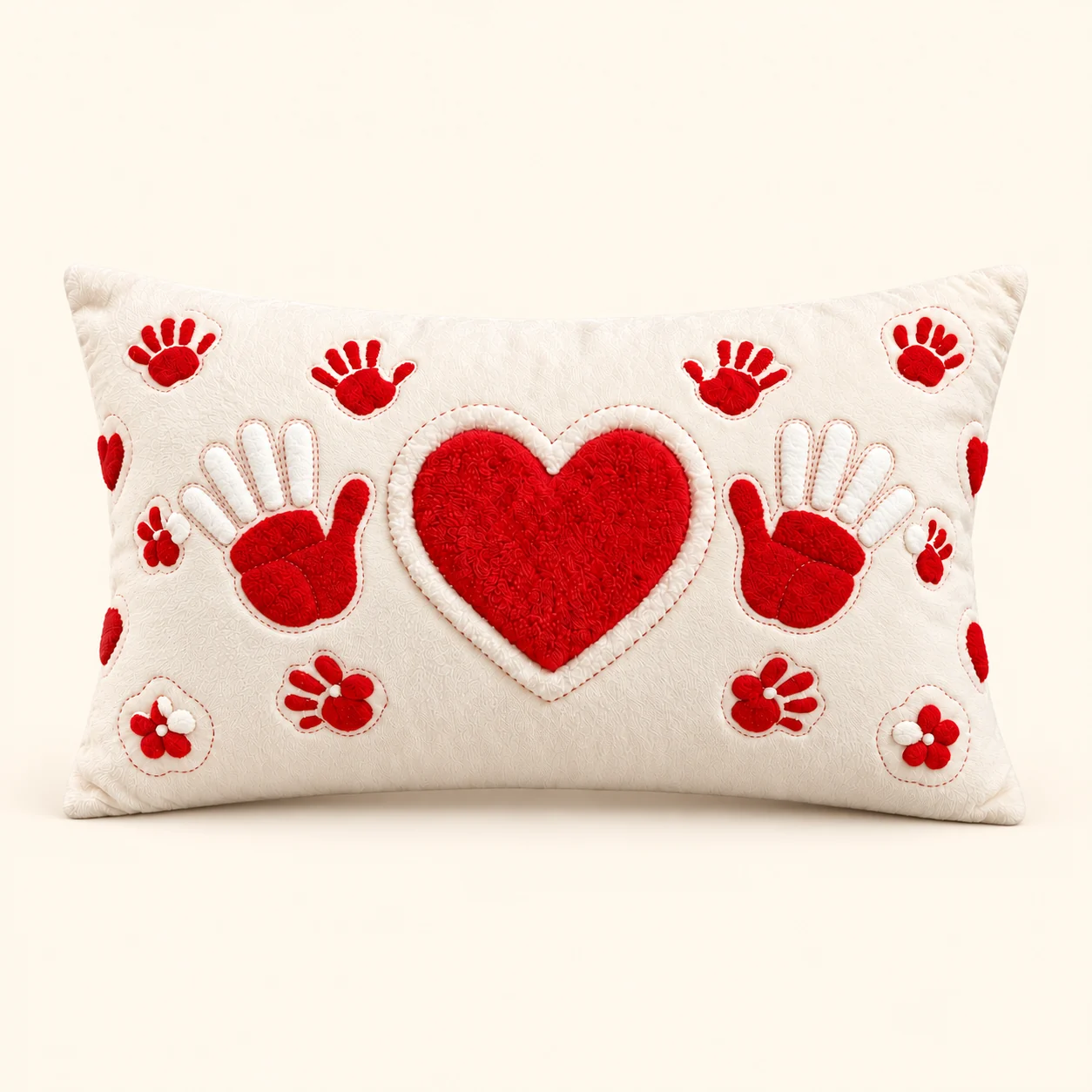 Handprints and Heart Lumbar Cushion, design reference