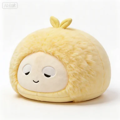 Sleepy Yellow Round Character Cushion, design reference