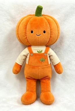 Pumpkin Character in Orange Overalls — design reference