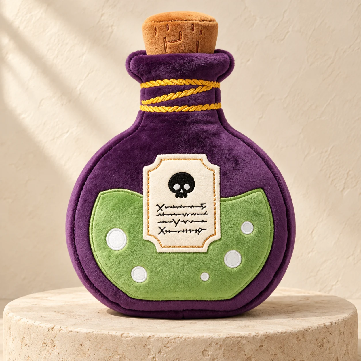 Purple Potion Bottle Cushion — AI styling illustration