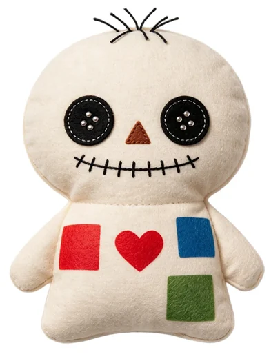 Patchwork Character Cushion — design reference