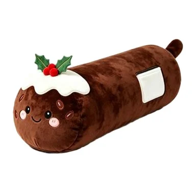 Festive Brown Log Bolster Cushion — design reference