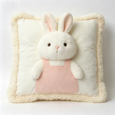 Rabbit Square Cushion with Cream Border — design reference