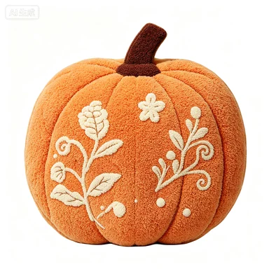 Botanical Orange Pumpkin Cushion — design reference