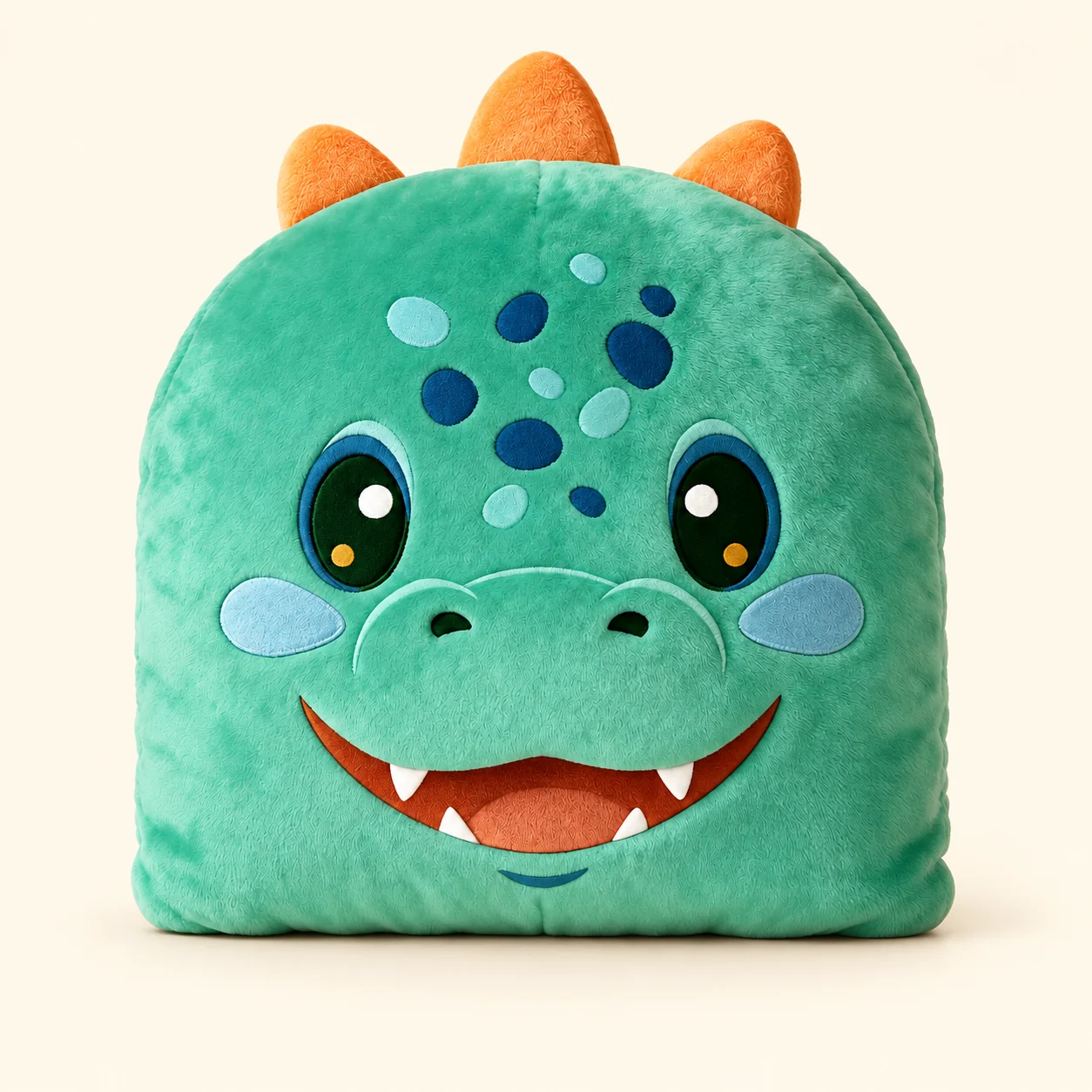 Teal Dinosaur Face Cushion Concept, design reference