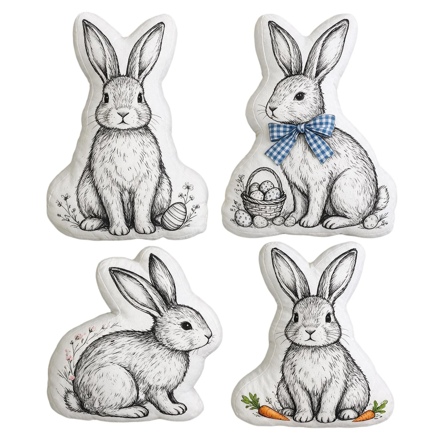 Sketch Rabbit Cushion Collection with Easter Details, design reference
