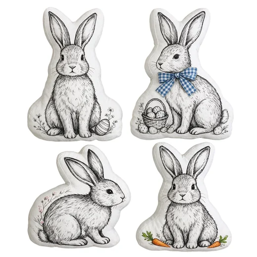Sketch Rabbit Cushion Collection with Easter Details — design reference