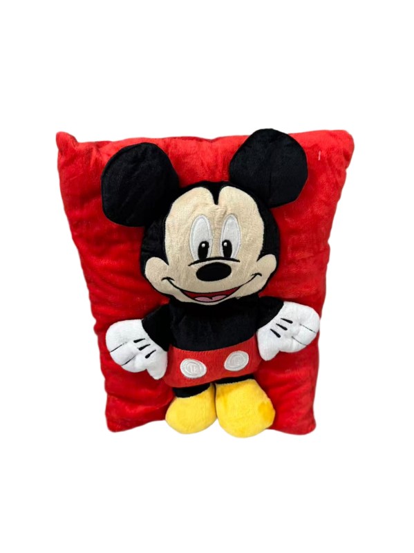 Mickey Mouse red square cushion — Red panel with dimensional character details and yellow feet.