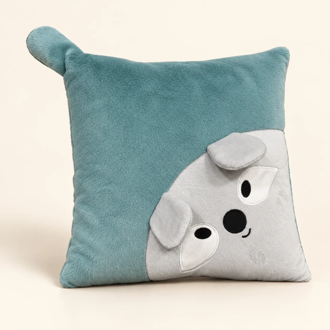 AI alternate-view illustration of Blue-green cushion with pale corner character